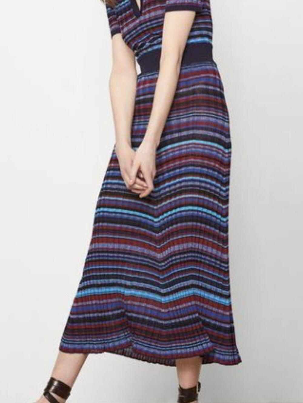 Maje Jacquard Knit Metallic Long Skirt